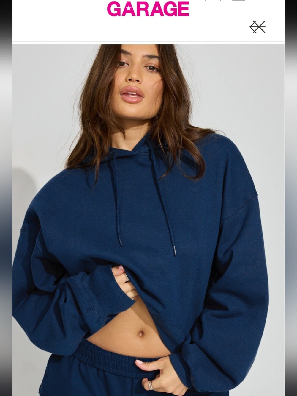 Garage Midnight Blue Hi-Low Hoodie with Drawstring